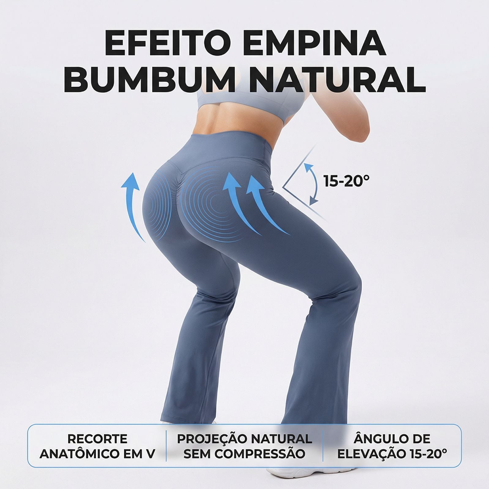 Calça Legging Boca de Sino com Efeito Empina Bumbum
