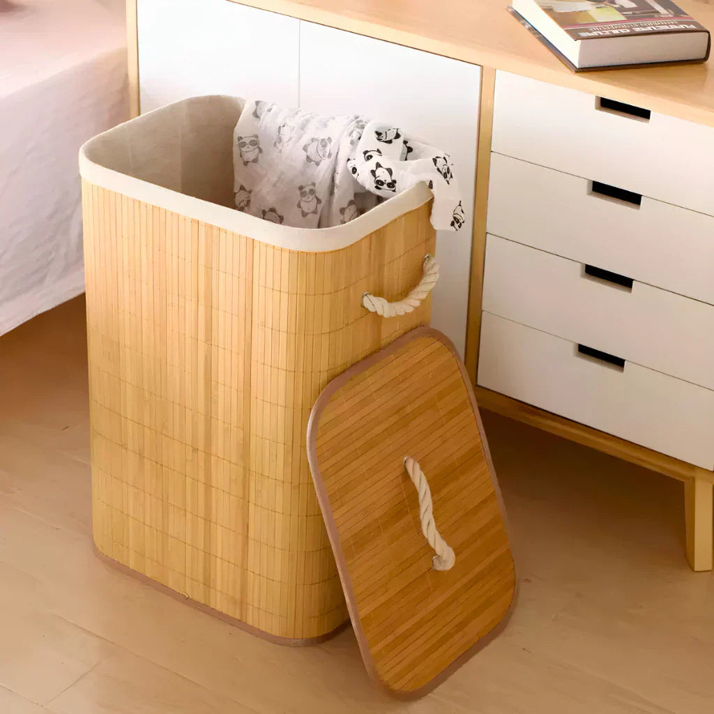 Cesto de Roupas em Bambu com Forro Removível – 60L de Organização, Estilo e Sustentabilidade
