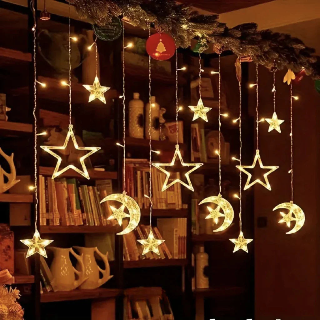Cortina de LED Estrelas e Lua
